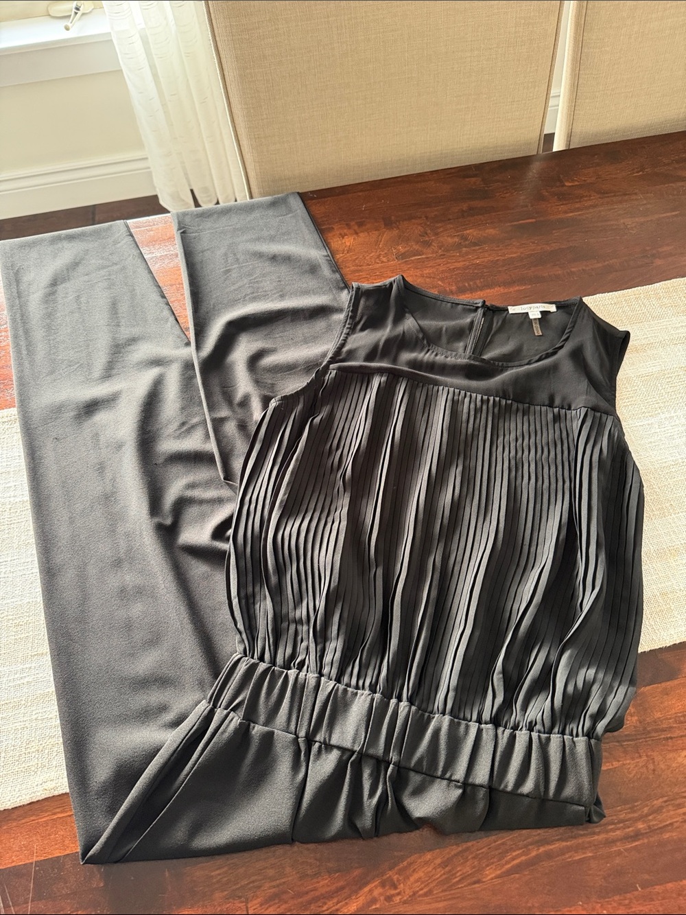 Pleated Sleeveless Jumpsuit - Black